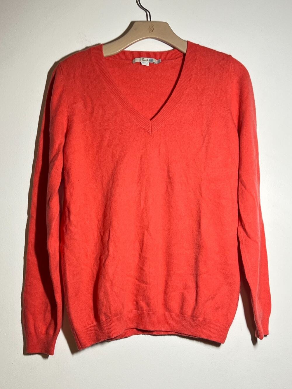 Boden Women's Coral Pink 100% Cashmere V-Neck Sweater Pullover Size 12 US